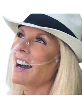 Lot 2 Brand New Face Shields Masks Plastic Clear Covers Nose Mouth Anti-fogging